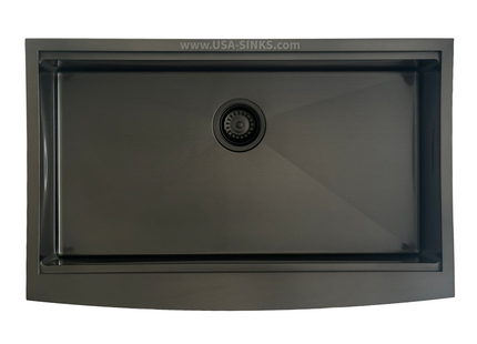 33" x 21" Farmhouse Workstation Undermount Single Bowl, 10mm Radius, 18-Gauge Stainless Steel Sink - Black