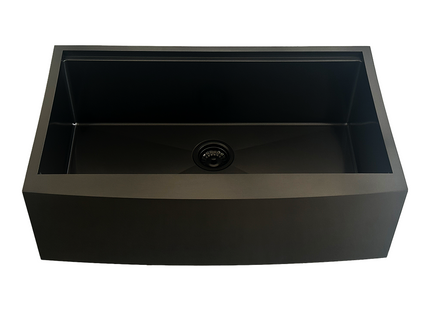 33" x 21" Farmhouse Workstation Undermount Single Bowl, 10mm Radius, 18-Gauge Stainless Steel Sink - Black