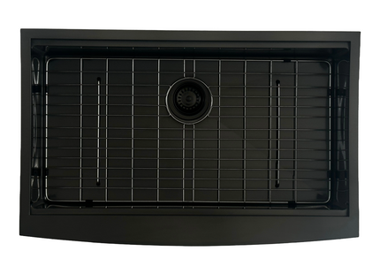 33" x 21" Farmhouse Workstation Undermount Single Bowl, 10mm Radius, 18-Gauge Stainless Steel Sink - Black