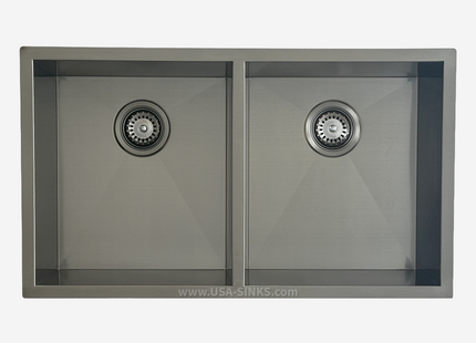 33" x 19" Zero Radius Undermount Double Bowl, 16-Gauge Stainless Steel Sink