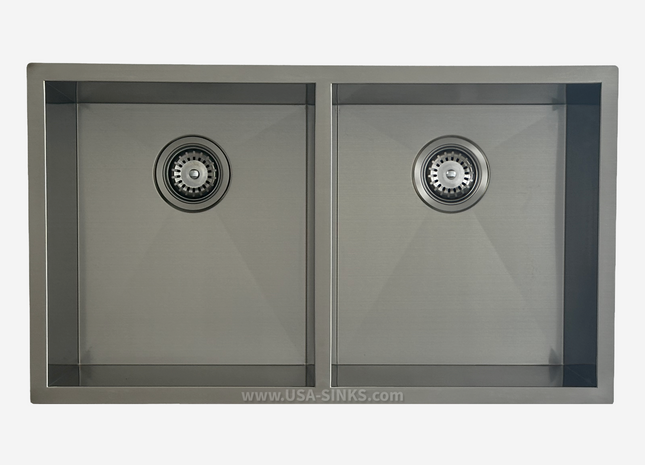 33" x 19" Zero Radius Undermount Double Bowl, 16-Gauge Stainless Steel Sink
