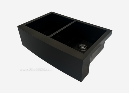 33" x 22" Farmhouse Undermount Double Bowl, Zero Radius, 18-Gauge Stainless Steel Sink - Black