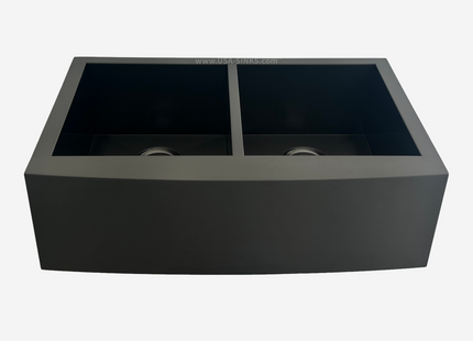 33" x 22" Farmhouse Undermount Double Bowl, Zero Radius, 18-Gauge Stainless Steel Sink - Black