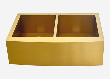 33" x 22" Farmhouse Undermount Double Bowl, Zero Radius, 18-Gauge Stainless Steel Sink - Gold