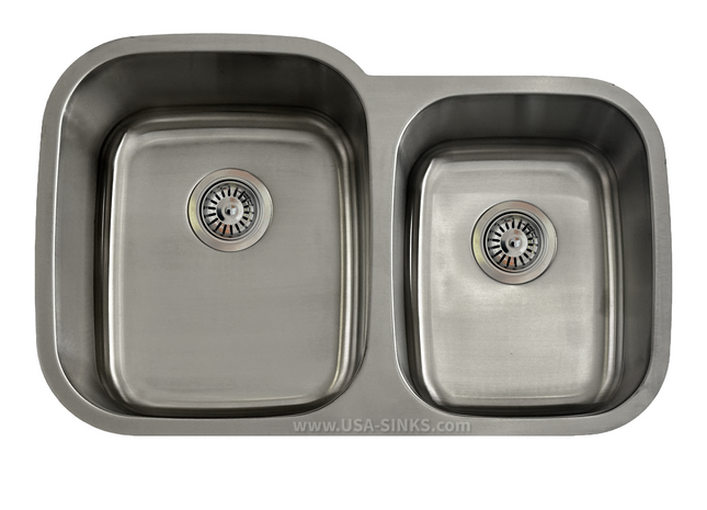 31" x 21" 60/40 Undermount Double Bowl, 18-Gauge Stainless Steel Sink