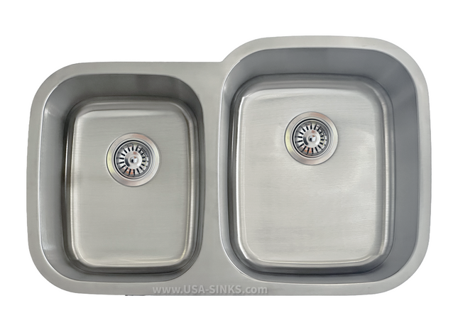 31" x 21" 40/60 Undermount Double Bowl, 18-Gauge Stainless Steel Sink