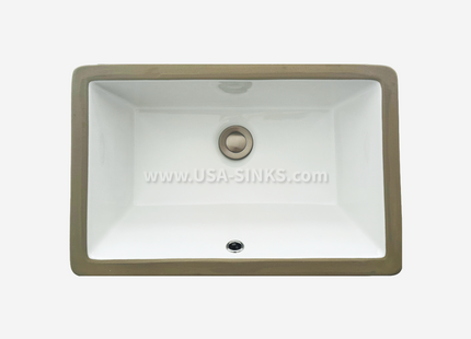 1611 Undermount Rectangular Bathroom Sink – White Porcelain Ceramic with Overflow