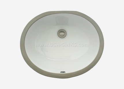 1714 Undermount Oval Bathroom Sink – White Porcelain Ceramic with Overflow