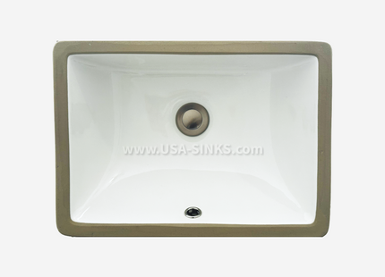 1811 Undermount Rectangular Bathroom Sink – White Porcelain Ceramic with Overflow