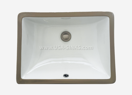 1813 Undermount Rectangular Bathroom Sink – White Porcelain Ceramic with Overflow