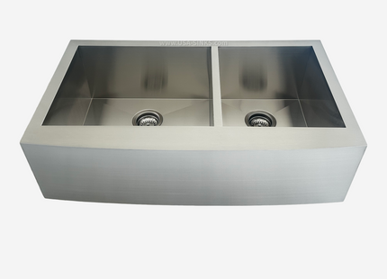 36" x 21" 60/40 Farmhouse Undermount Double Bowl, Zero Radius, 18-Gauge Stainless Steel Sink