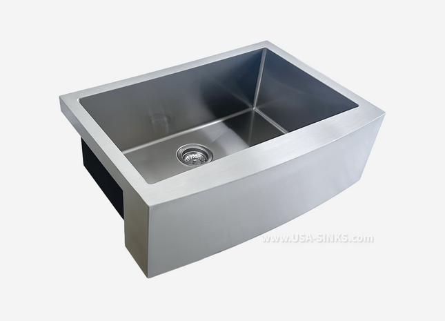 30" x 21" Farmhouse Undermount Single Bowl, 10mm Radius, 18-Gauge Stainless Steel Sink