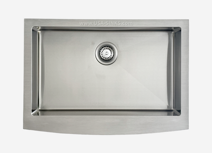 30" x 21" Farmhouse Undermount Single Bowl, 10mm Radius, 18-Gauge Stainless Steel Sink