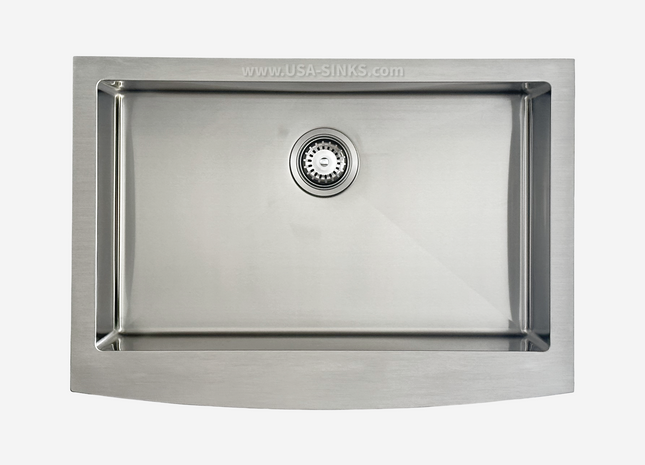 30" x 21" Farmhouse Undermount Single Bowl, 10mm Radius, 18-Gauge Stainless Steel Sink