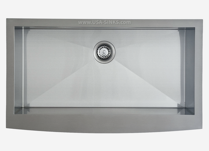 36" x 21" Farmhouse Undermount Single Bowl, Zero Radius, 18-Gauge Stainless Steel Sink