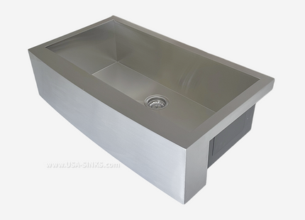 36" x 21" Farmhouse Undermount Single Bowl, Zero Radius, 18-Gauge Stainless Steel Sink