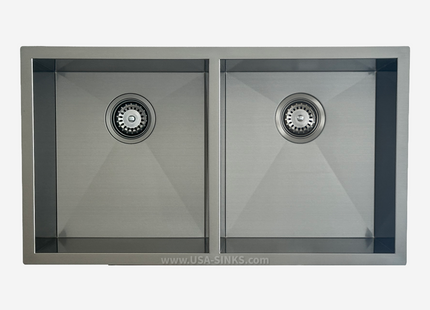 32" x 18" Zero Radius Undermount Double Bowl, 18-Gauge Stainless Steel Sink