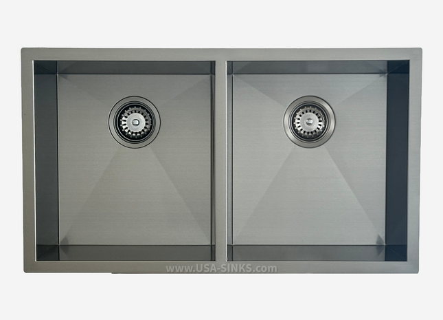 32" x 18" Zero Radius Undermount Double Bowl, 18-Gauge Stainless Steel Sink