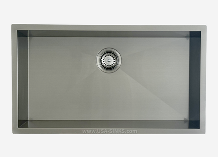 32" x 18" Zero Radius Undermount Single Bowl, 18-Gauge Stainless Steel Sink