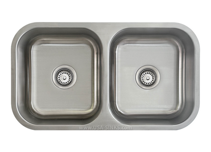 33" x 18" 50/50 Undermount Double Bowl, 18-Gauge Stainless Steel Sink