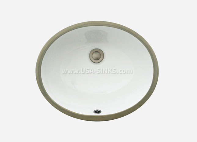 1613 Undermount Oval Bathroom Sink – White Porcelain Ceramic with Overflow