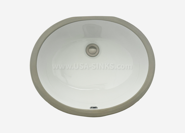 1714 Undermount Oval Bathroom Sink – White Porcelain Ceramic with Overflow