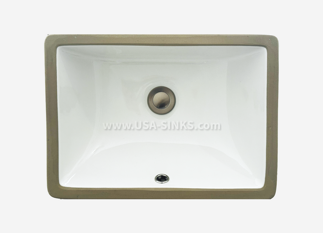1811 Undermount Rectangular Bathroom Sink – White Porcelain Ceramic with Overflow