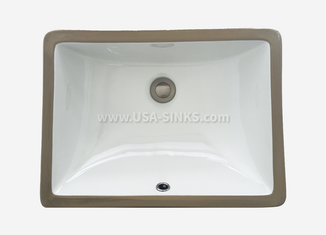 1813 Undermount Rectangular Bathroom Sink – White Porcelain Ceramic with Overflow